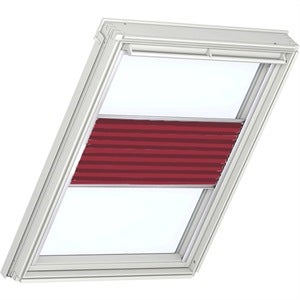 classic red pleated VELUX blinds